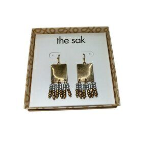 Tribal Brass Tassel The Sak Geometric Silver Tone Two Tone Beaded Earrings